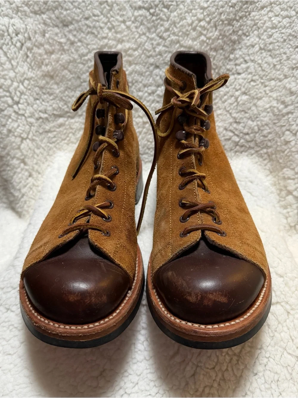 Yuketen Polish Work Boots Brown Suede & Leather CapToe Design Men’s Size 10.5